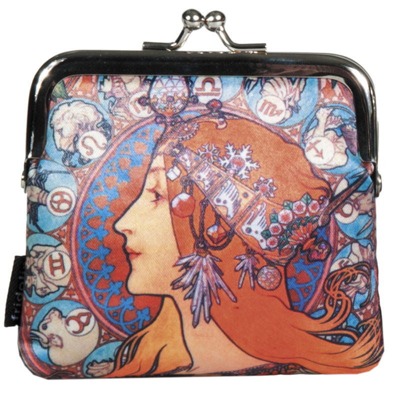 FR-18991 ΠΟΡΤΟΦΟΛΑΚΙ ΥΦΑΣΜΑΤΙΝΟ ΜΕ ΚΛΙΠΣ "ART NOUVEAU" ZODIAC