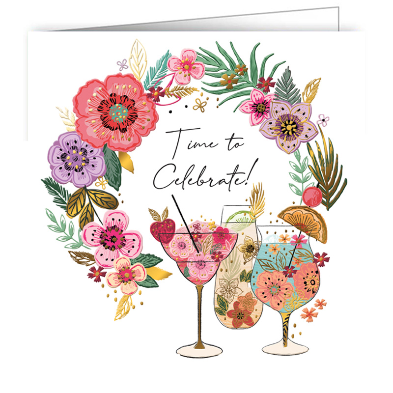 SN-SUB003 ΕΥΧΕΤ. ΚΑΡΤΑ ΤΕΤΡΑΓΩΝΗ "Time to celebrate" ΜΕ ΦΑΚΕΛΟ