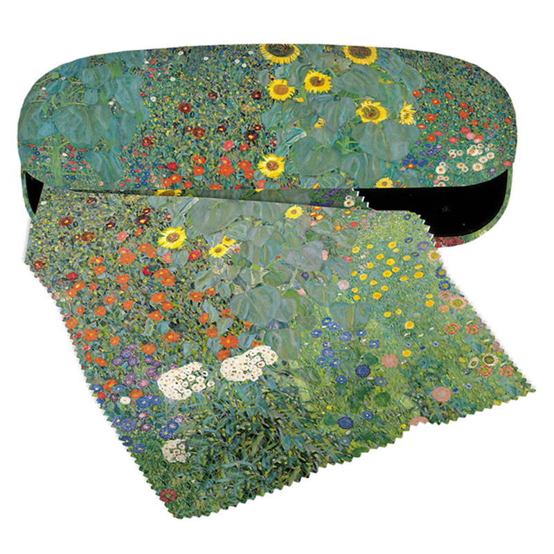 FR-12523 ΘΗΚΗ ΓΥΑΛΙΩΝ ΥΦΑΣΜΑΤΙΝΗ ΜΕ ΠΑΝΑΚΙ "KLIMT"SUNFLOWERS