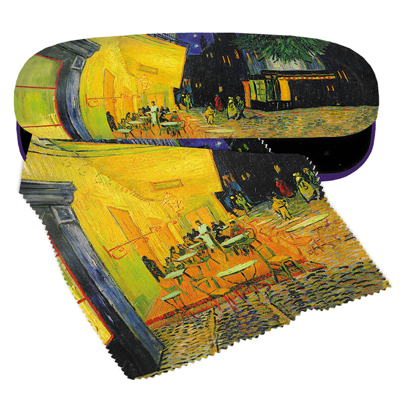 FR-12566 ΘΗΚΗ ΓΥΑΛΙΩΝ ΥΦΑΣΜΑΤΙΝΗ ΜΕ ΠΑΝΑΚΙ "VAN GOGH"CAFE