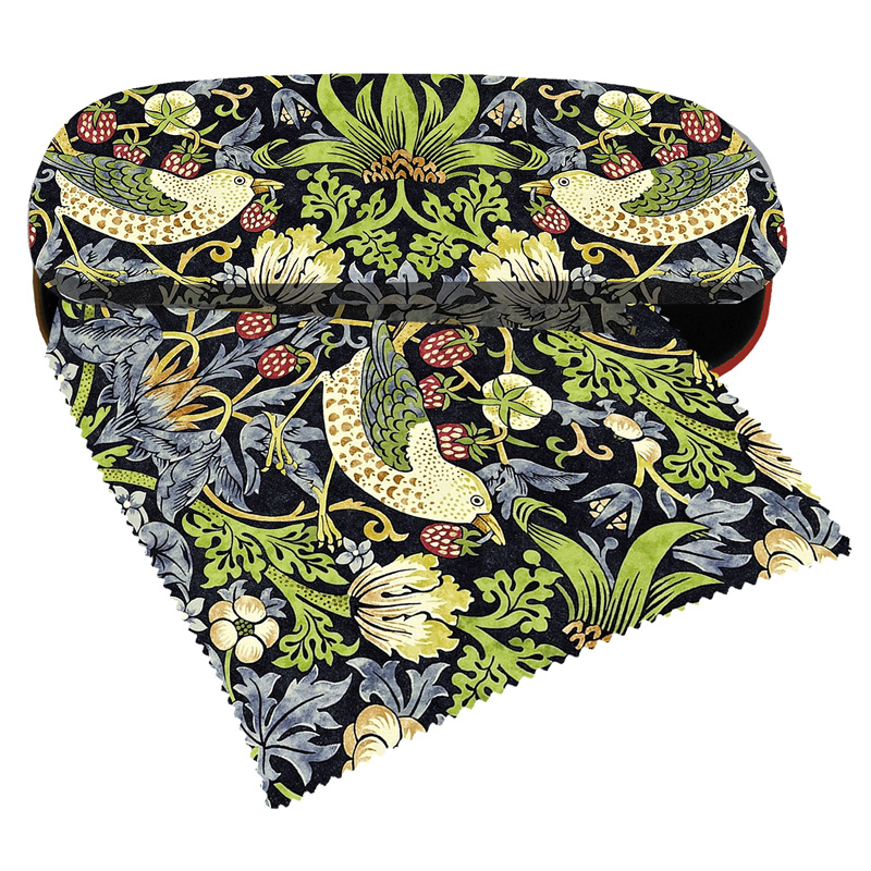 FR-12573 ΘΗΚΗ ΓΥΑΛΙΩΝ ΥΦΑΣΜΑΤΙΝΗ ΜΕ ΠΑΝΑΚΙ WILLIAM MORRIS STRAWBERRY THIEF